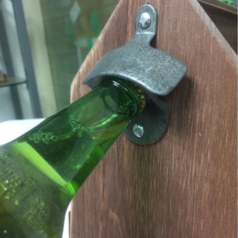 6-Pack Wooden Beer Bottle Caddy with Opener