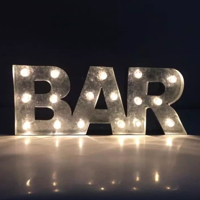 3D LED Metal Tin Bar Sign LED Letter Sign Marquee Letter Light Lamp for Bar Cafe Shop